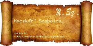 Maczkó Szabolcs névjegykártya